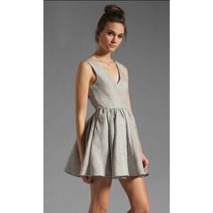Keepsake the Label Cocktail Dress Large Silver Jacquard Bling Prom Homecoming